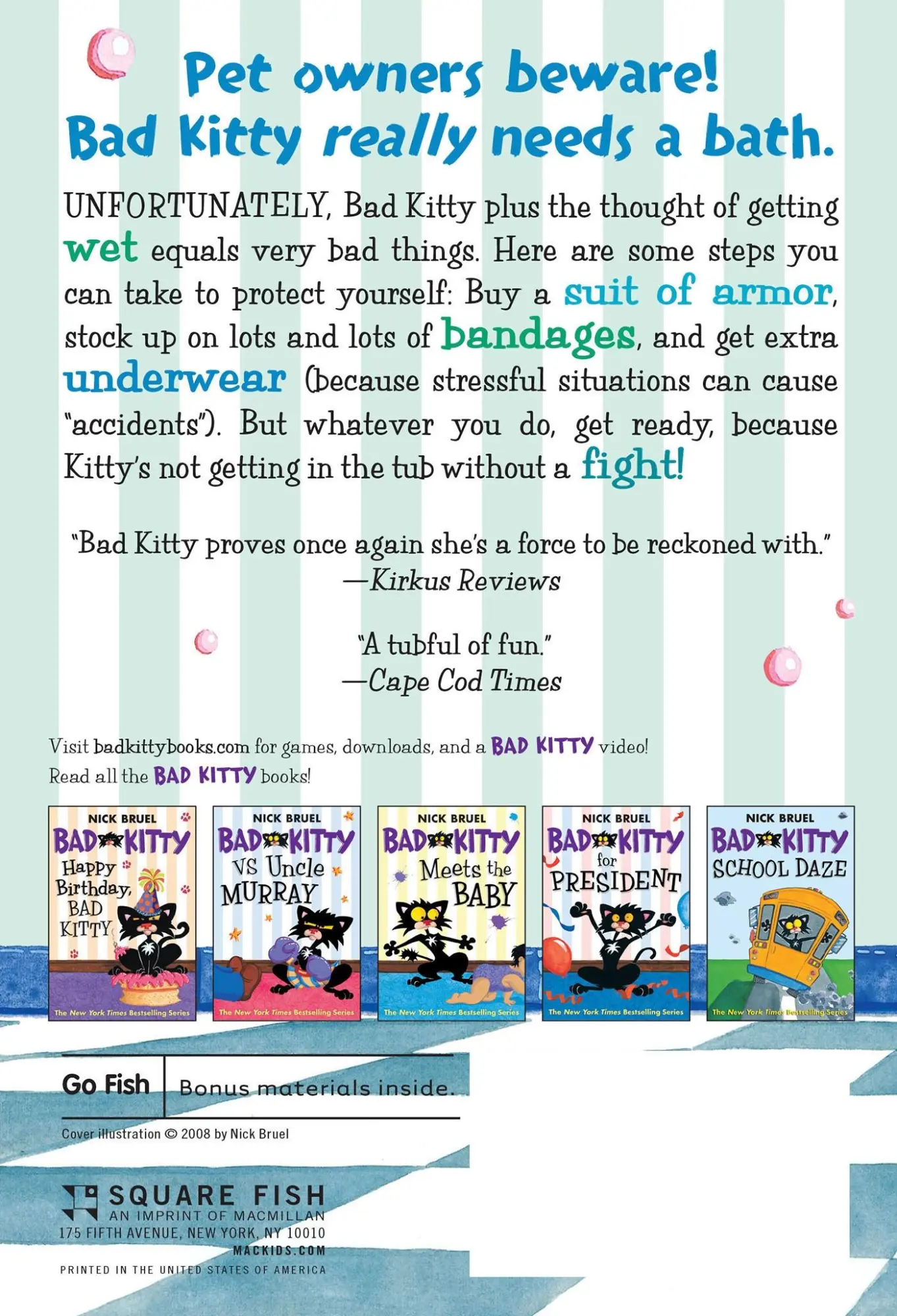 Rückseite: 9780312581381 | Bad Kitty Gets a Bath (paperback black-and-white edition) | Nick Bruel