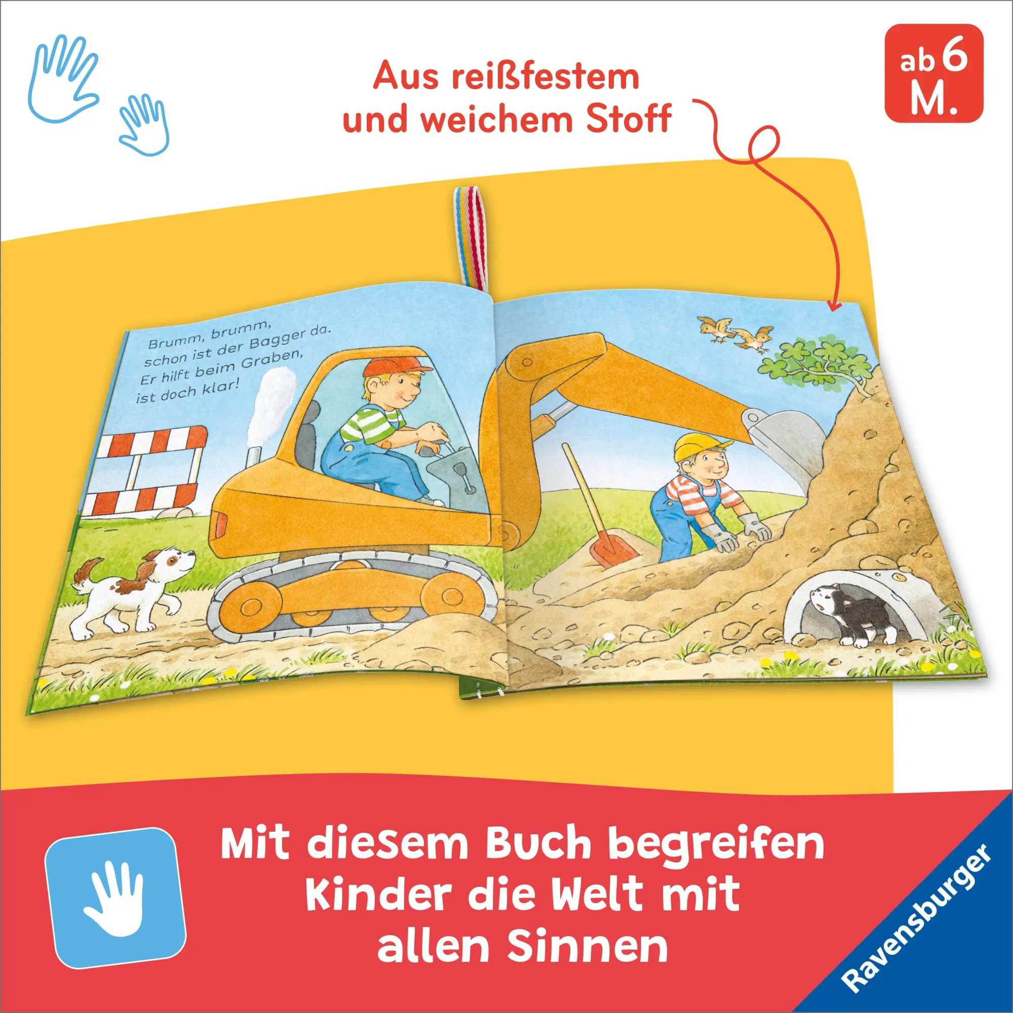 Bild: 9783473421381 | Mein Knuddel-Knautsch-Buch - Mein Bagger | Sandra Grimm | Buch | 10 S.