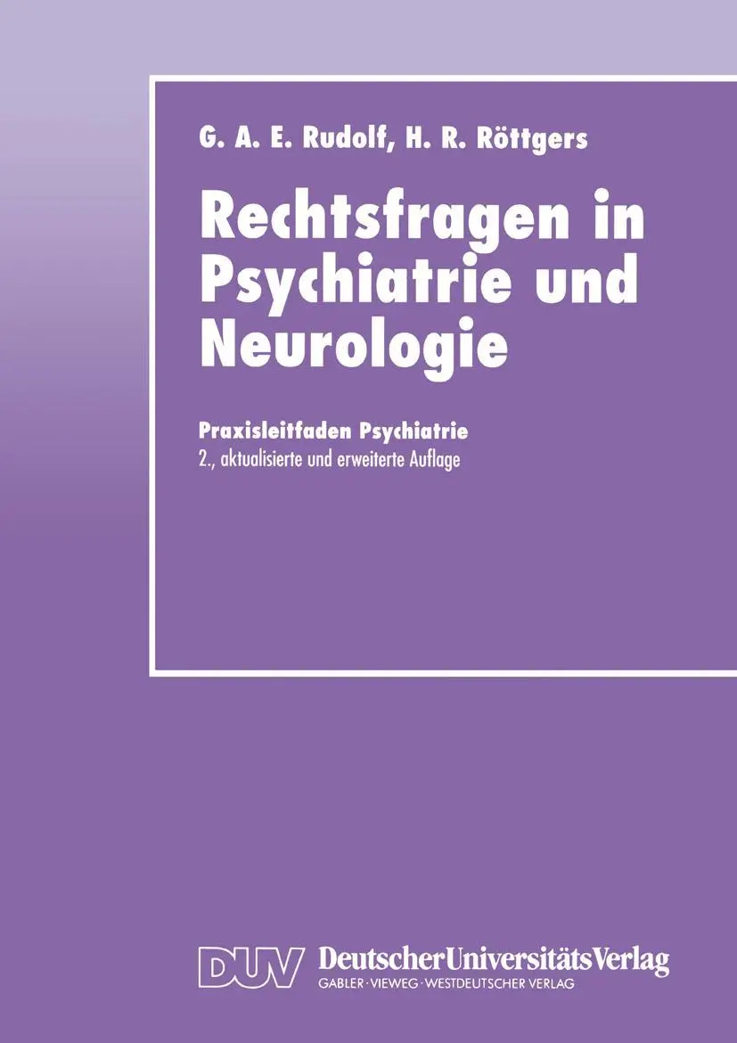 Cover: 9783824421381 | Rechtsfragen in Psychiatrie und Neurologie | Rudolf (u. a.) | Buch