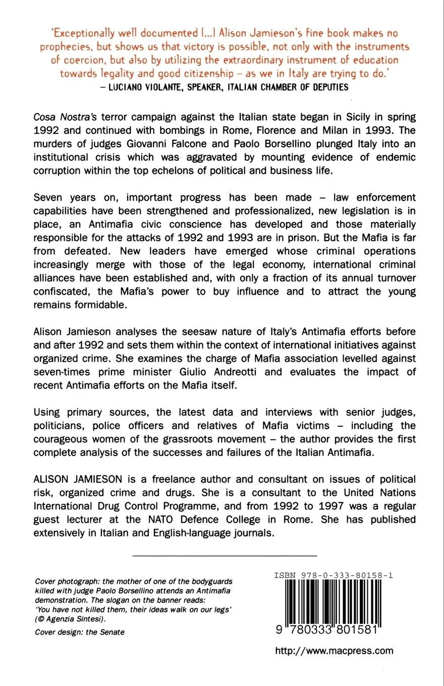 Rückseite: 9780333801581 | The Antimafia | Italy's Fight against Organized Crime | A. Jamieson