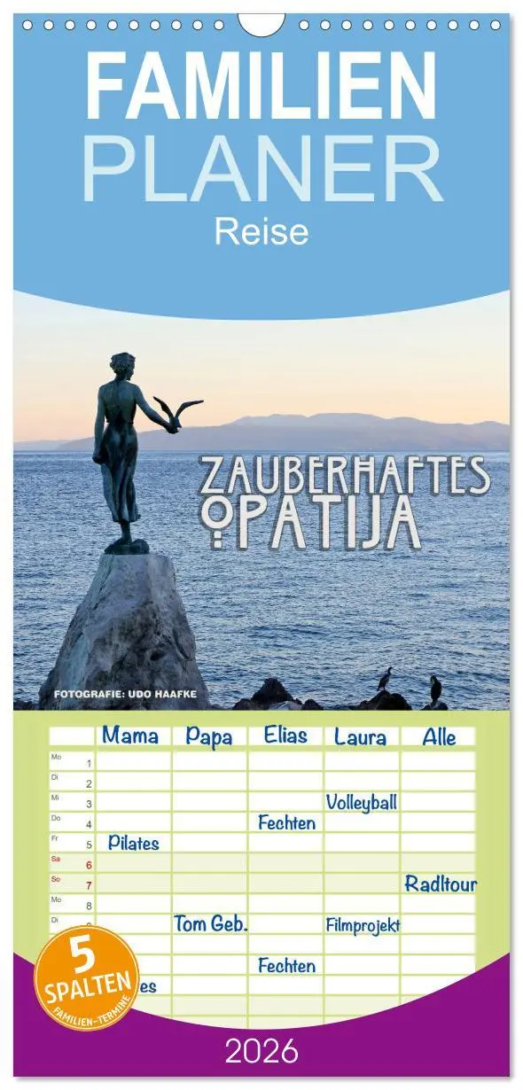 Cover: 9783516511581 | Familienplaner 2026 - Zauberhaftes Opatija mit 5 Spalten...