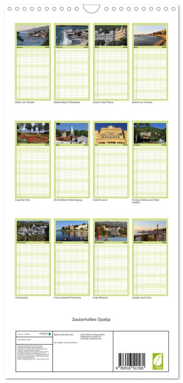 Bild: 9783516511581 | Familienplaner 2026 - Zauberhaftes Opatija mit 5 Spalten...