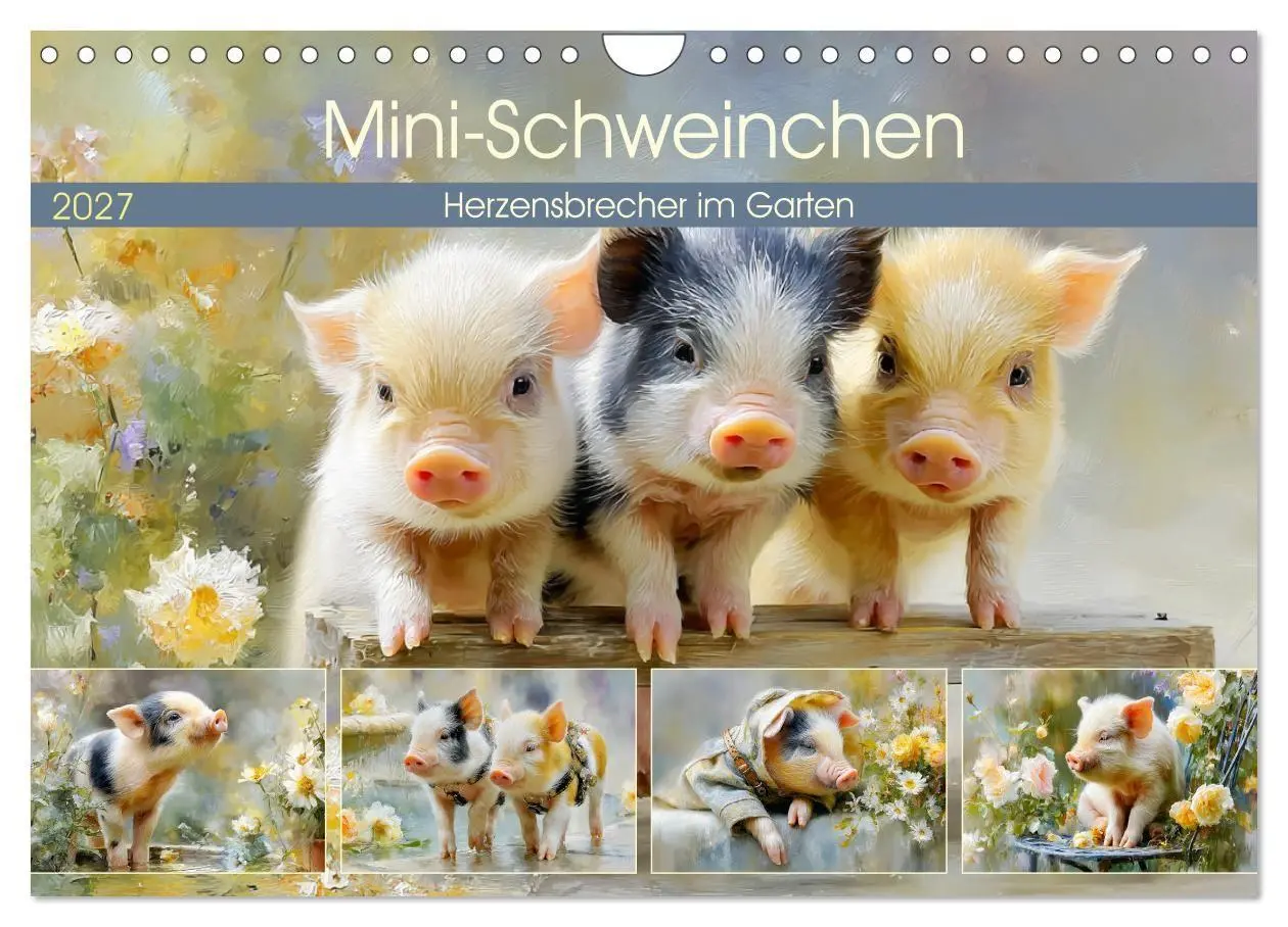 Cover: 9783516821581 | Mini-Schweinchen. Herzensbrecher im Garten (Wandkalender 2027 DIN...
