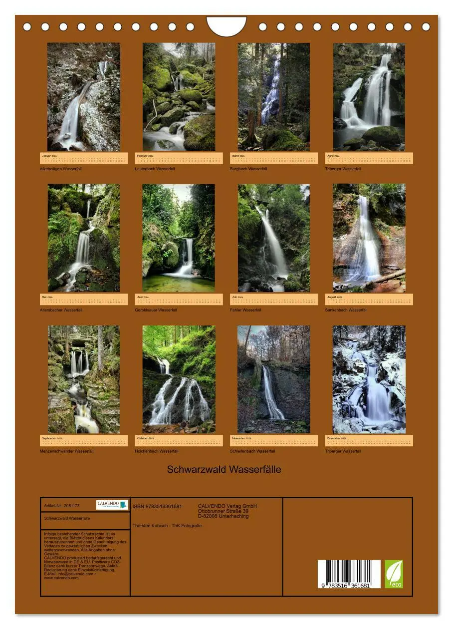 Bild: 9783516361681 | Schwarzwald Wasserfälle (Wandkalender 2026 DIN A4 hoch), CALVENDO...