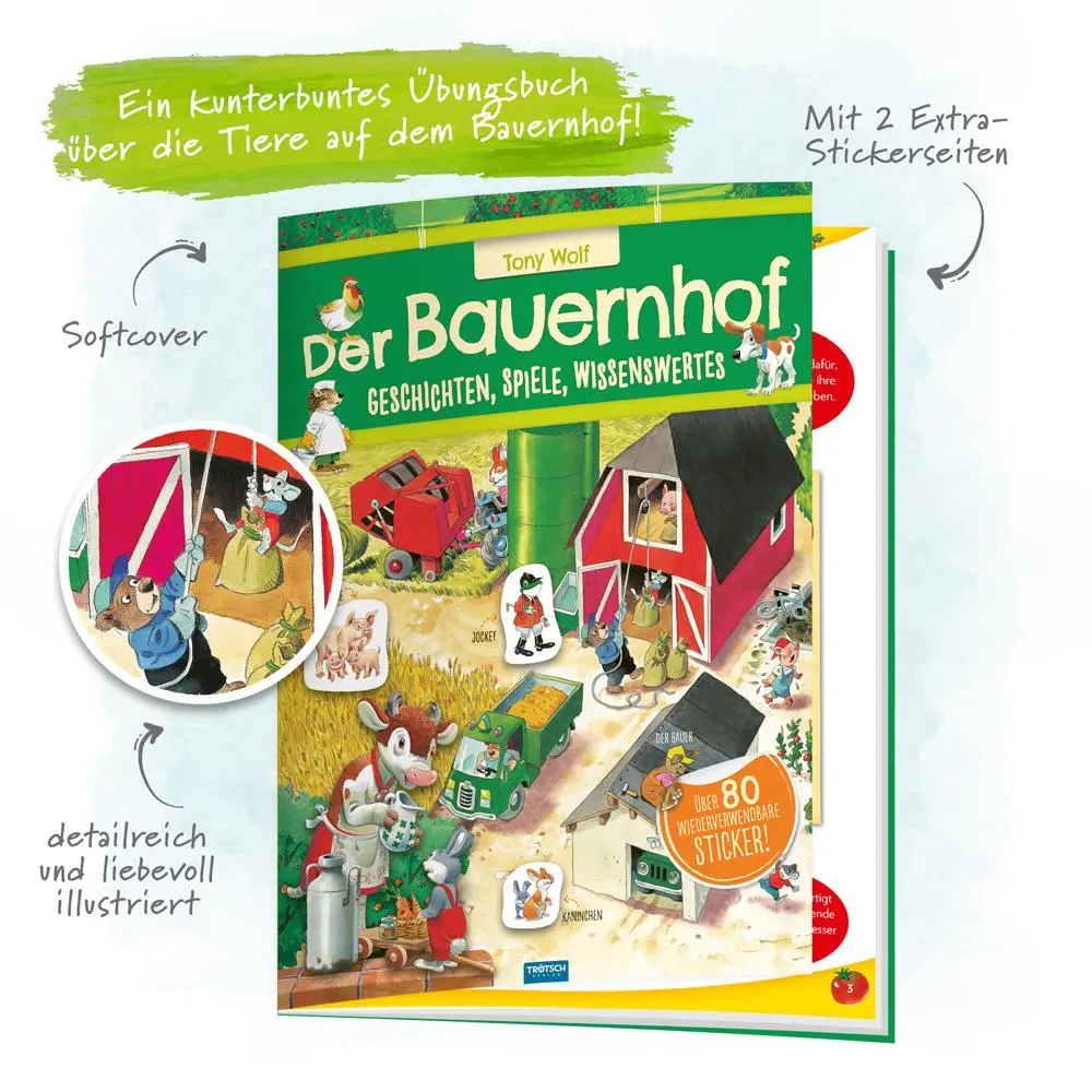 Bild: 9783965521681 | Trötsch Der Bauernhof Geschichten Spiele Wissenswertes Stickerbuch