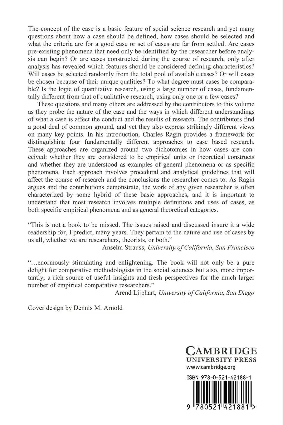 Rückseite: 9780521421881 | What Is a Case? | Exploring the Foundations of Social Inquiry | Buch
