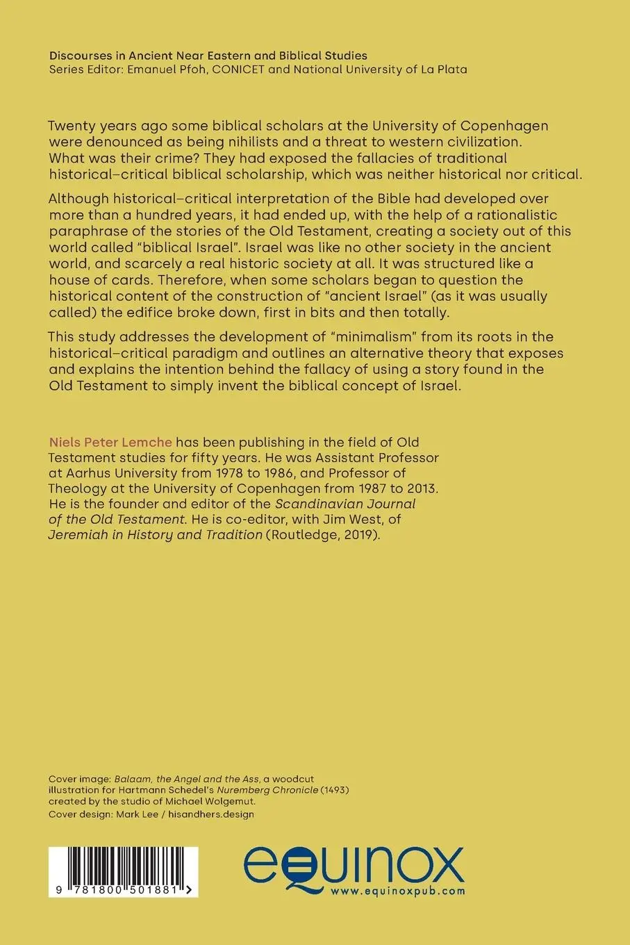 Rückseite: 9781800501881 | Back to Reason | Minimalism in Biblical Studies | Niels Peter Lemche