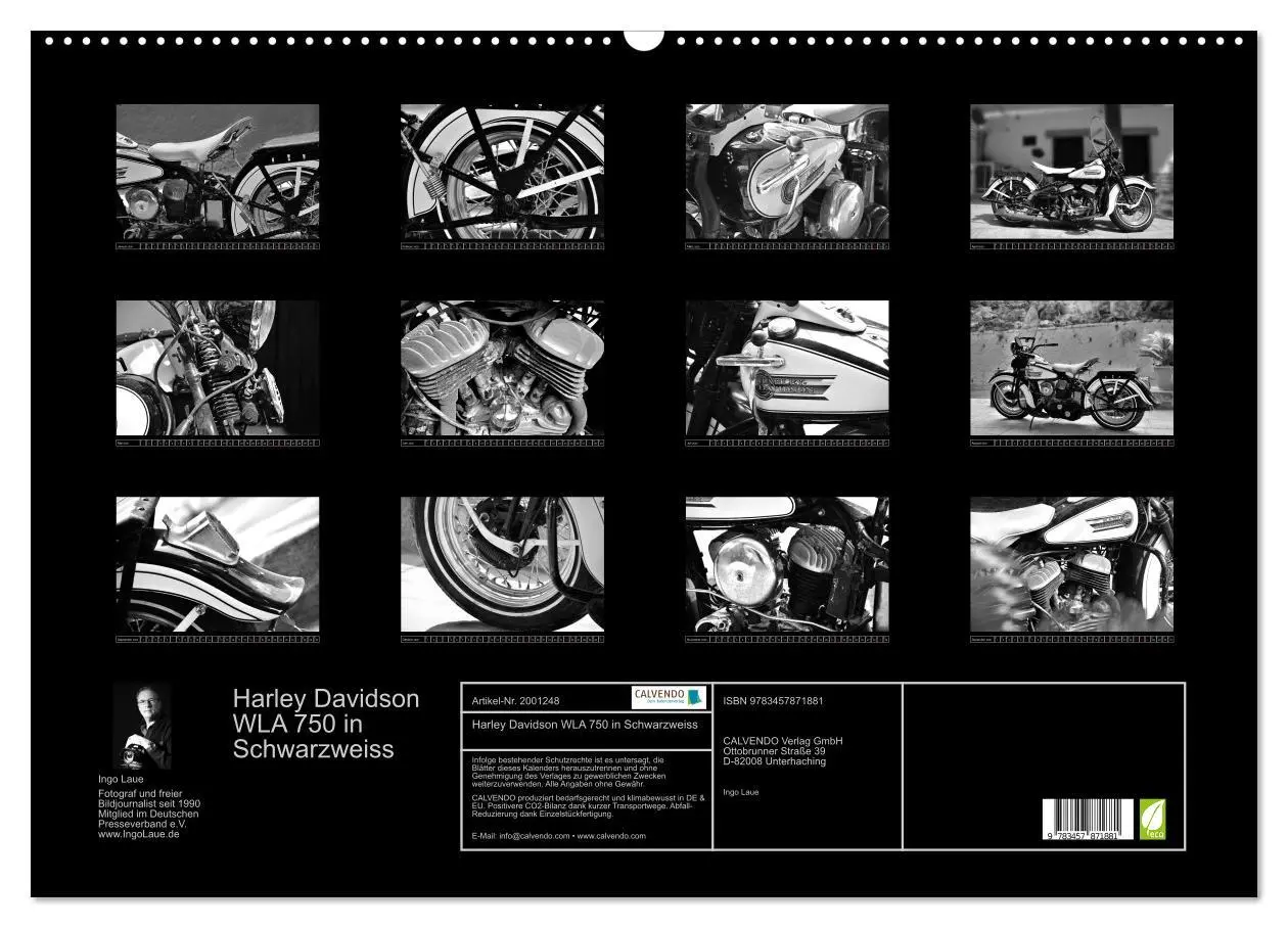 Bild: 9783457871881 | Harley Davidson WLA 750 in Schwarzweiss (Wandkalender 2026 DIN A2...