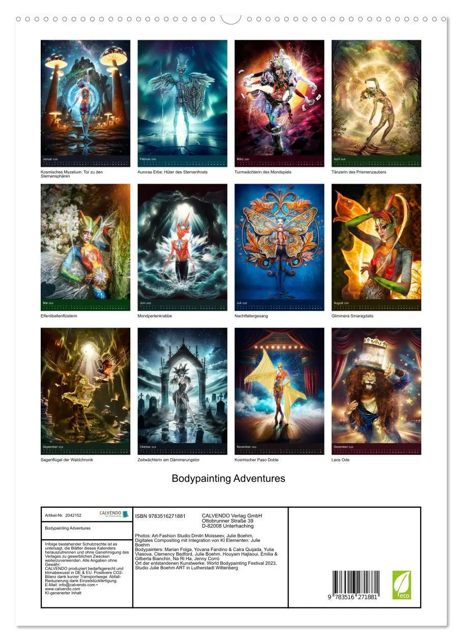 Bild: 9783516271881 | Bodypainting Adventures (hochwertiger Premium Wandkalender 2026 DIN...