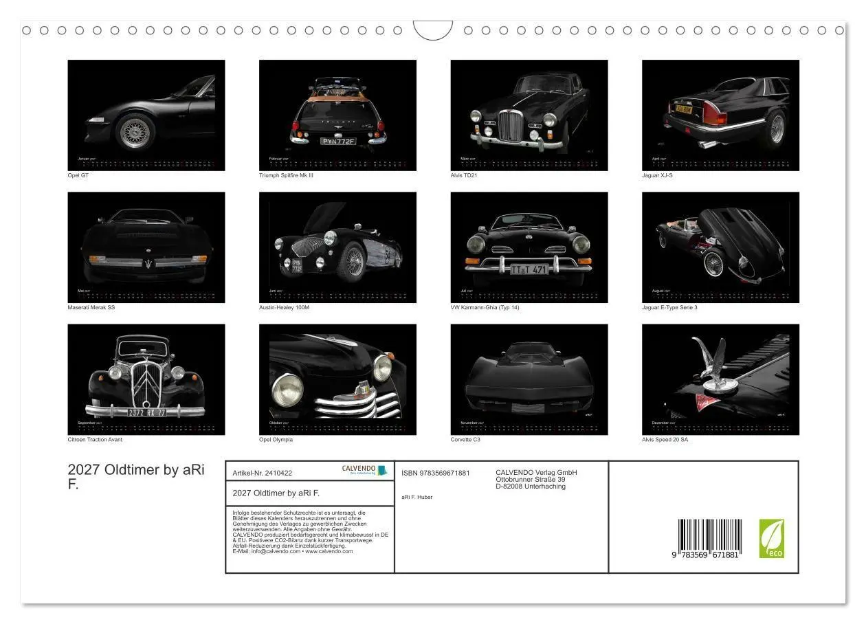 Bild: 9783569671881 | 2027 Oldtimer by aRi F. (Wandkalender 2027 DIN A3 quer), CALVENDO...