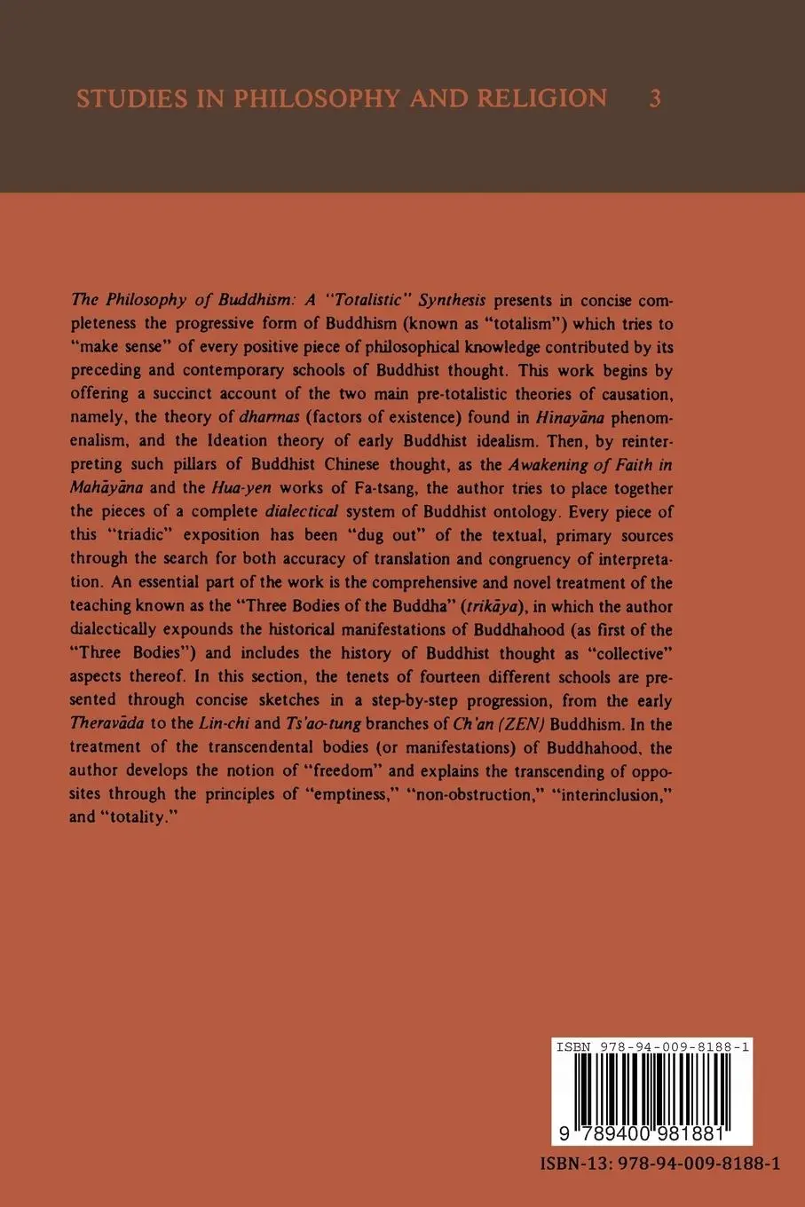 Rückseite: 9789400981881 | The Philosophy of Buddhism | A "Totalistic" Synthesis | A. Verdu | xi