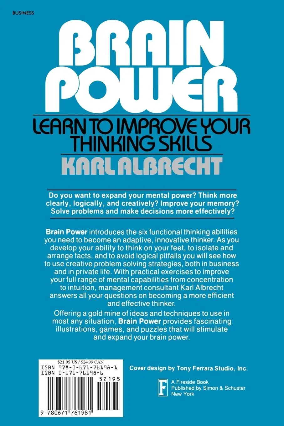 Rückseite: 9780671761981 | Brain Power | Learn to Improve Your Thinking Skills | Albrecht (u. a.)