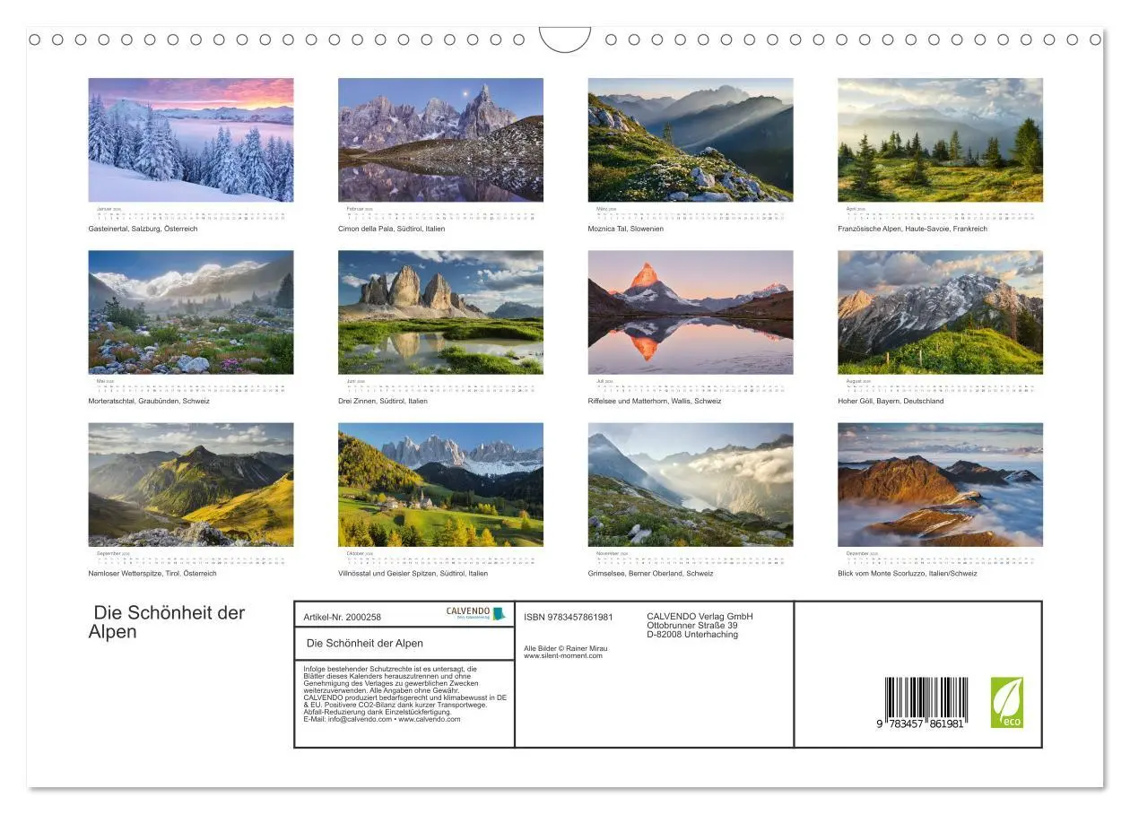 Bild: 9783457861981 | Die Schönheit der Alpen (Wandkalender 2026 DIN A3 quer), CALVENDO...