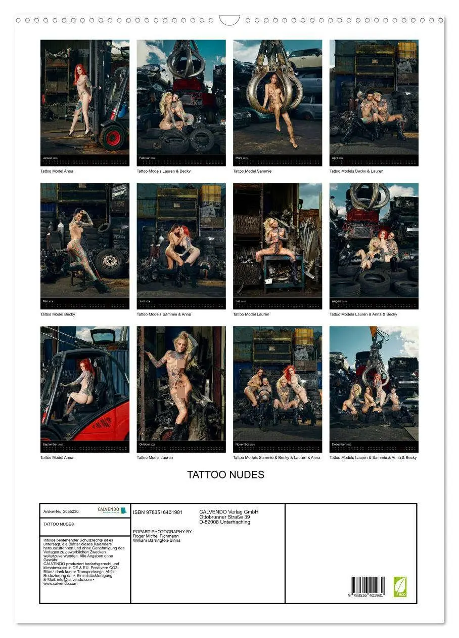 Bild: 9783516401981 | TATTOO NUDES (Wandkalender 2026 DIN A2 hoch), CALVENDO Monatskalender
