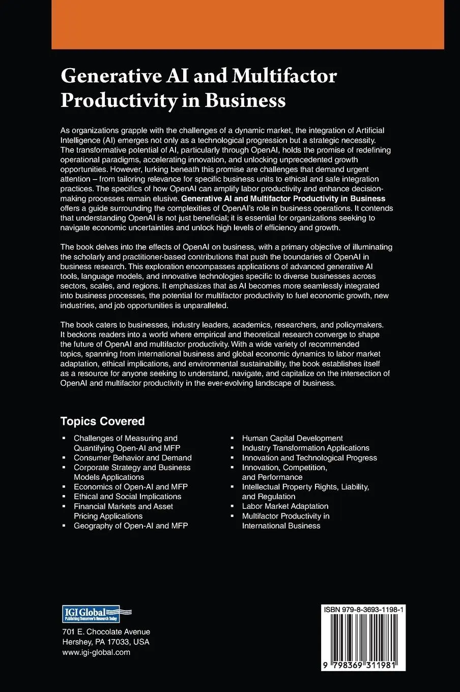 Rückseite: 9798369311981 | Generative AI and Multifactor Productivity in Business | Buch | 2024