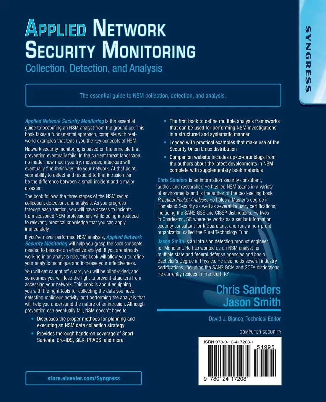 Rückseite: 9780124172081 | Applied Network Security Monitoring | Chris Sanders (u. a.) | Buch