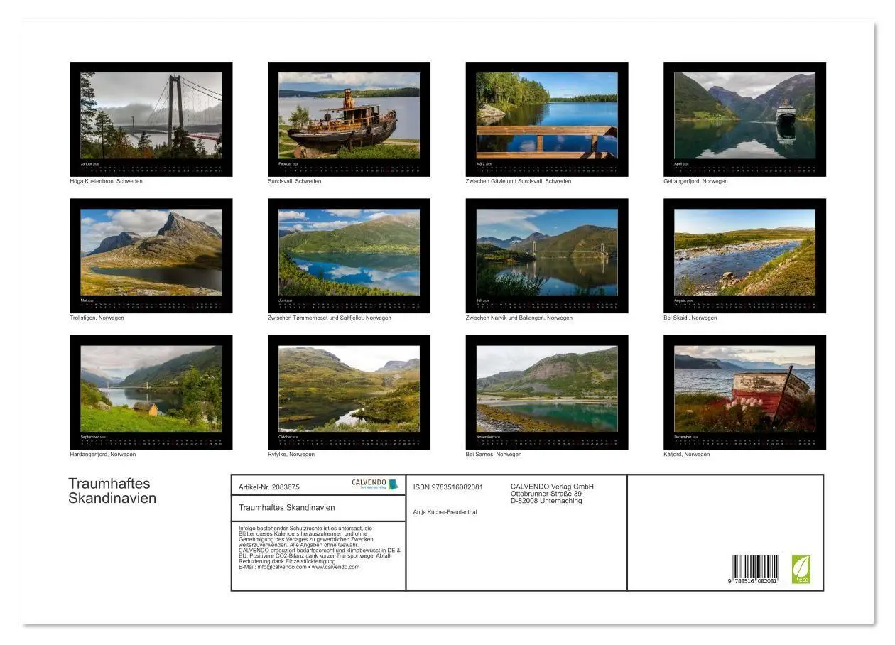 Bild: 9783516082081 | Traumhaftes Skandinavien (Wandkalender 2026 DIN A2 quer), CALVENDO...