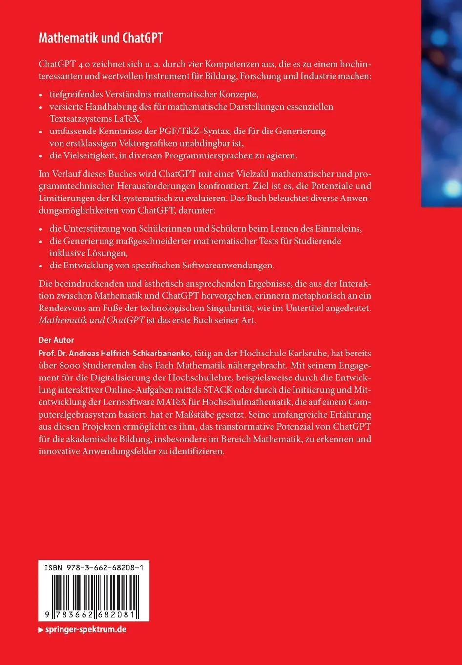 Rückseite: 9783662682081 | Mathematik und ChatGPT | Andreas Helfrich-Schkarbanenko | Taschenbuch