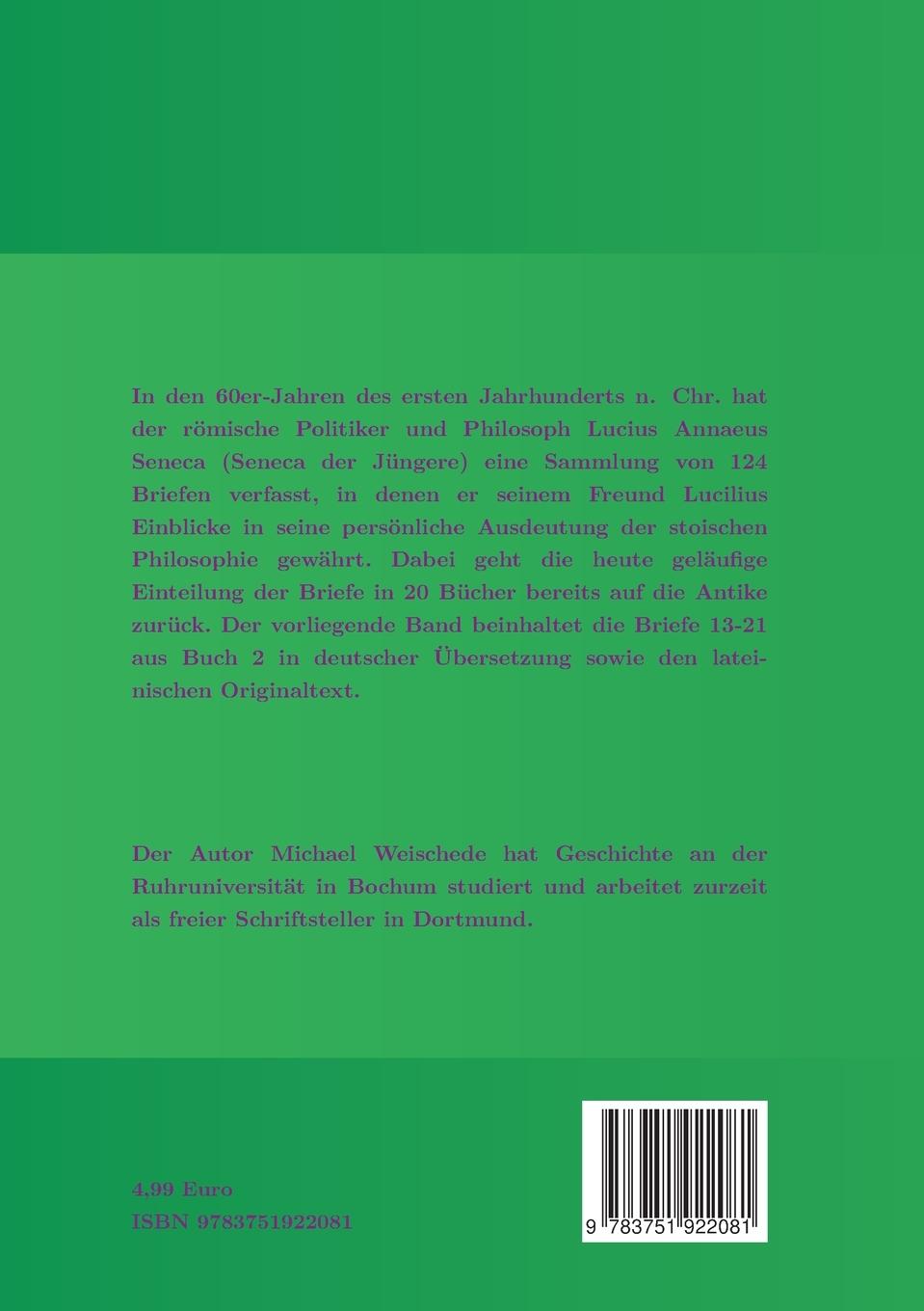 Rückseite: 9783751922081 | Seneca - Epistulae morales ad Lucilium - Liber II Epistulae XIII-XXI