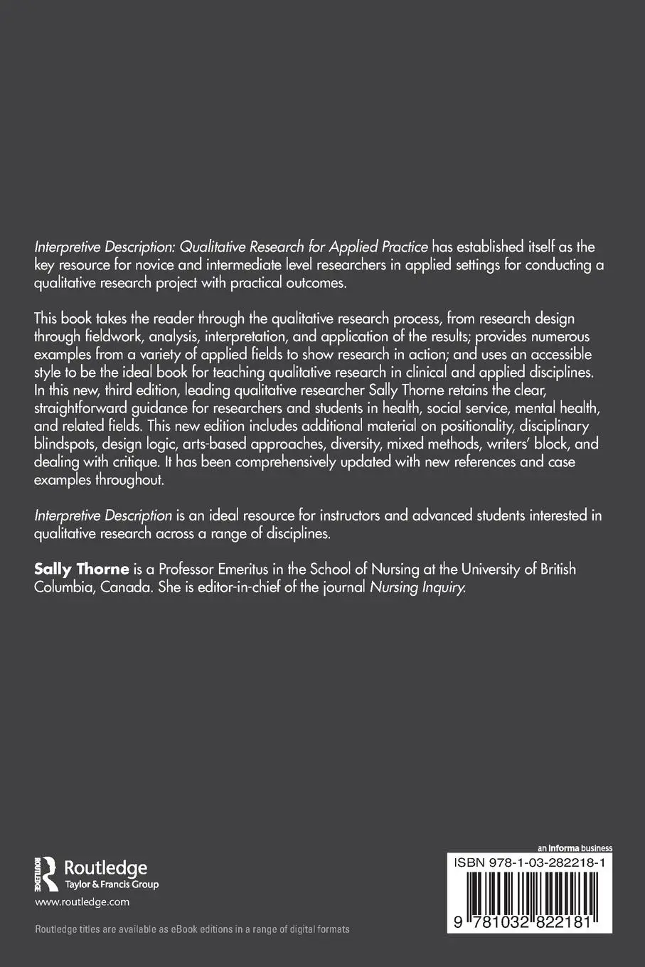 Rückseite: 9781032822181 | Interpretive Description | Qualitative Research for Applied Practice