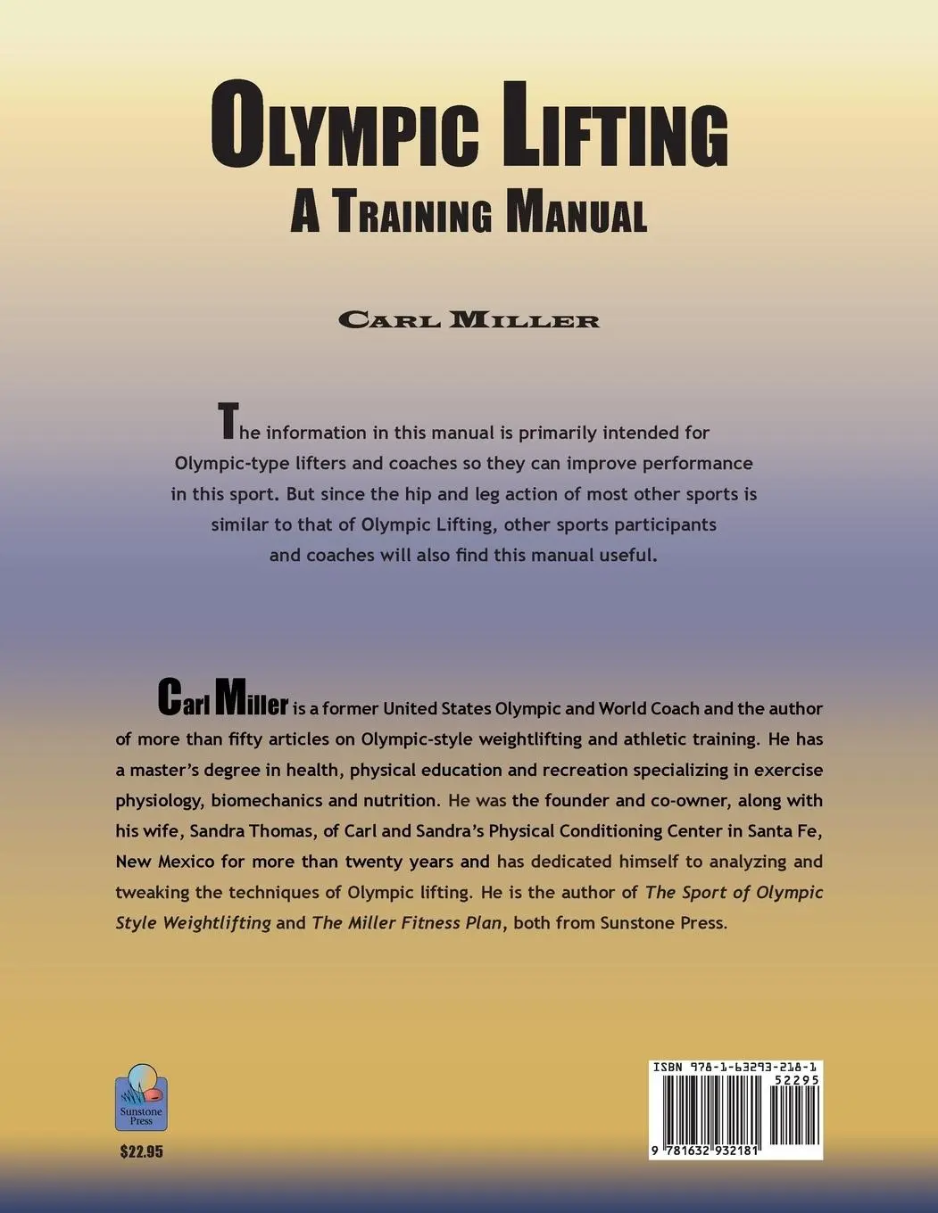 Rückseite: 9781632932181 | Olympic Lifting | A Training Manual | Carl Miller | Taschenbuch | 2017