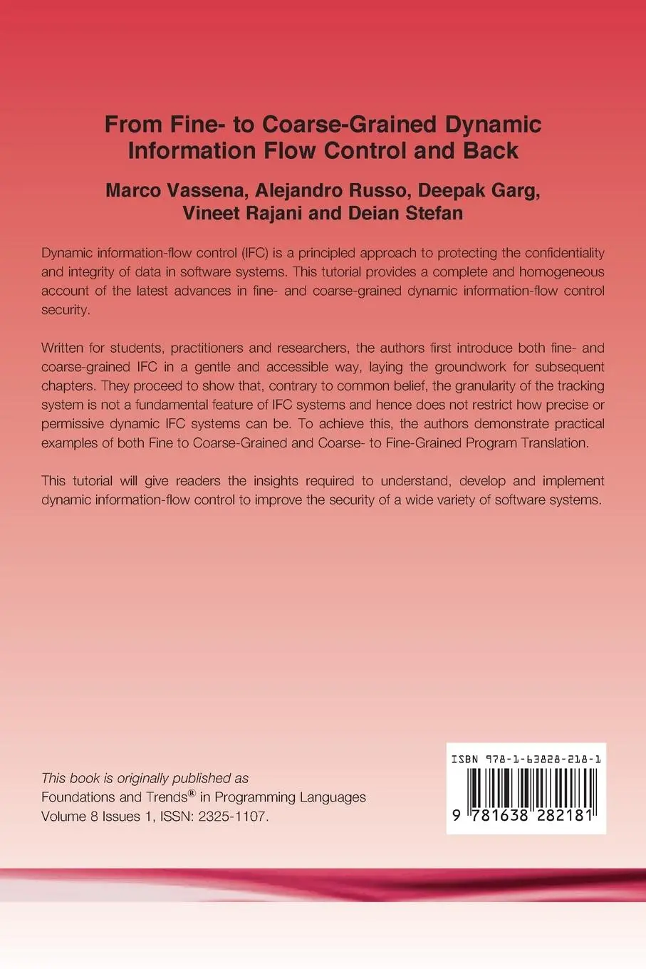 Rückseite: 9781638282181 | From Fine- to Coarse-Grained Dynamic Information Flow Control and Back