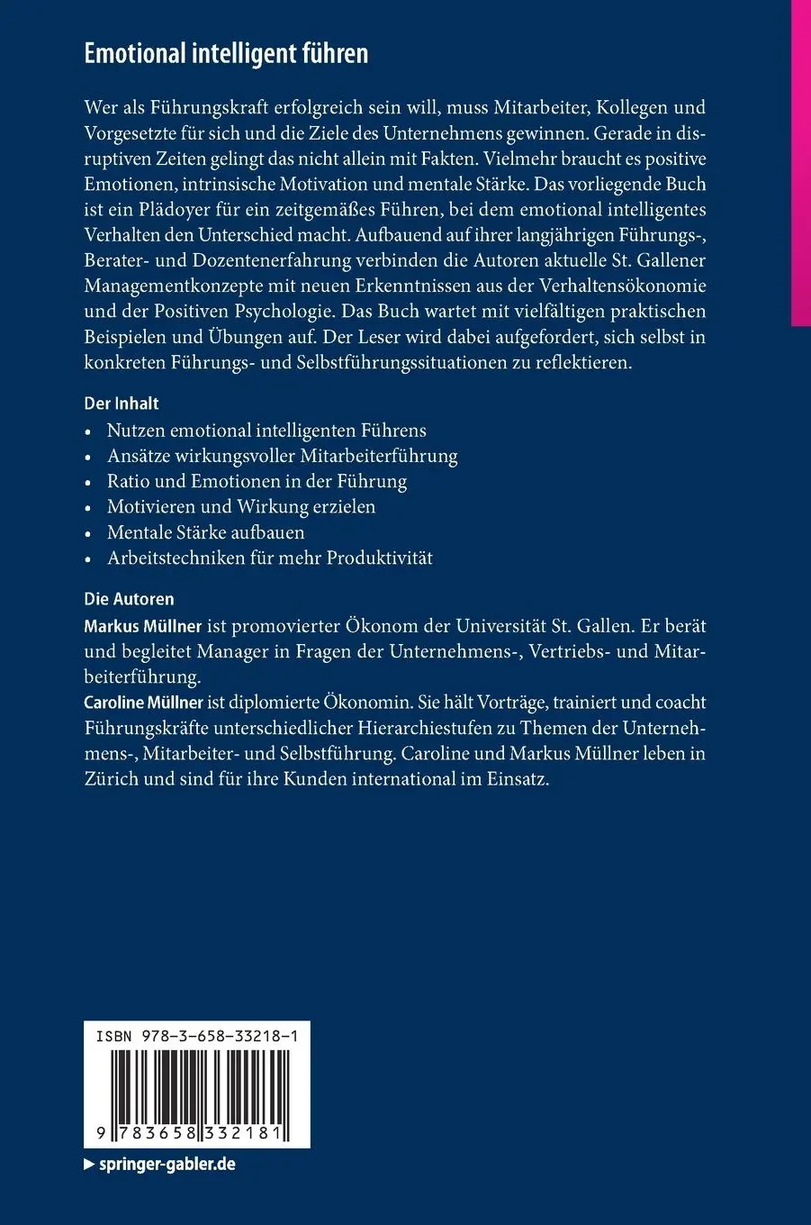 Rückseite: 9783658332181 | Emotional intelligent führen | Authentisch, motivierend, wirksam | xix