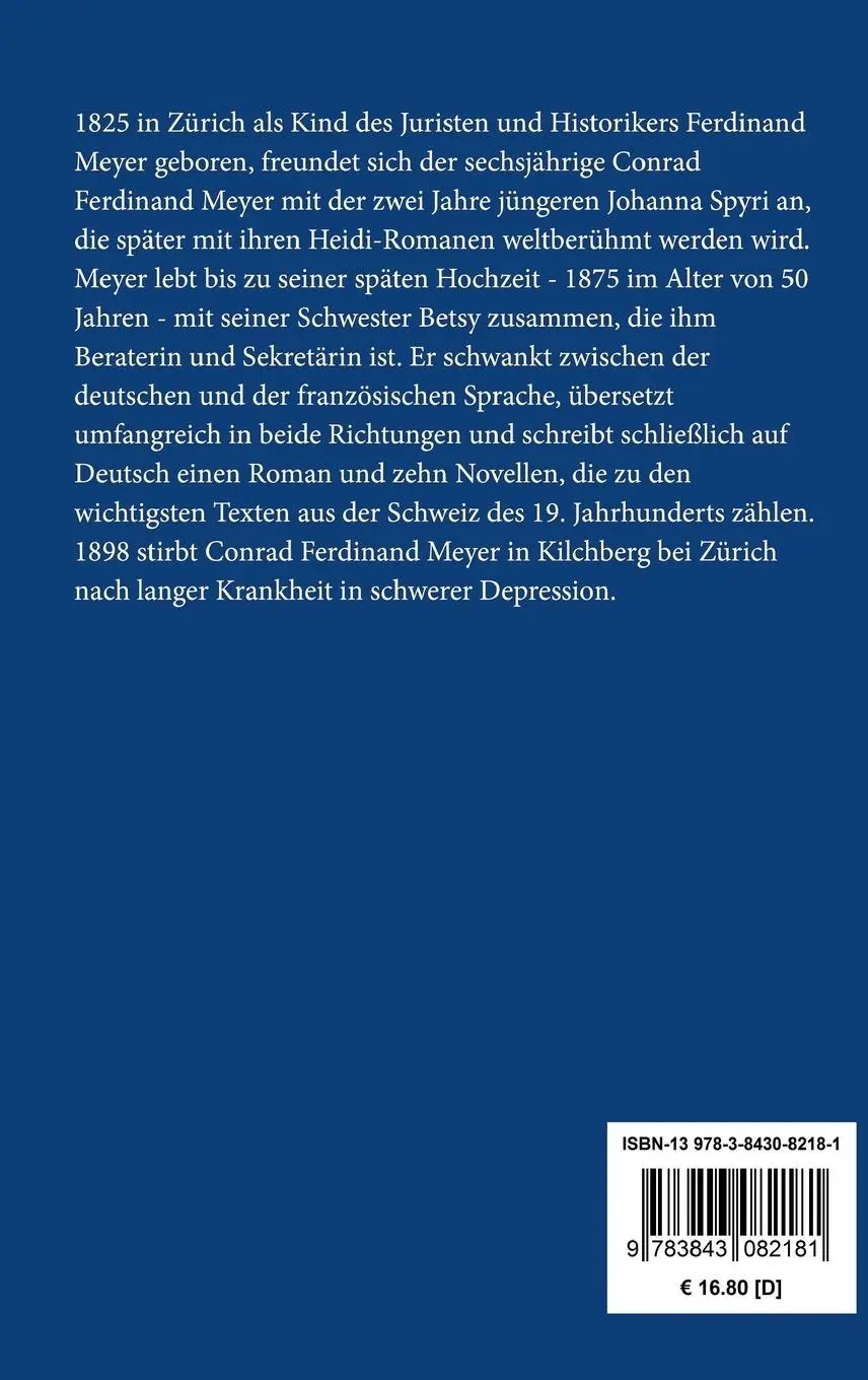 Rückseite: 9783843082181 | Die Richterin | Conrad Ferdinand Meyer | Buch | 72 S. | Deutsch | 2016