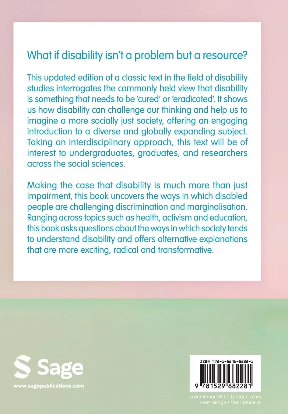 Rückseite: 9781529682281 | Disability Studies | An Interdisciplinary Introduction (Third Edition)