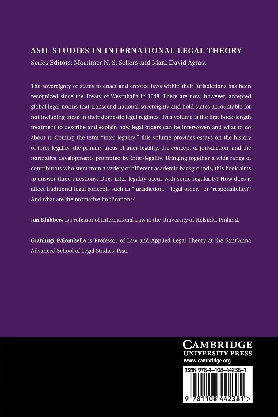 Rückseite: 9781108442381 | The Challenge of Inter-Legality | Jan Klabbers (u. a.) | Taschenbuch