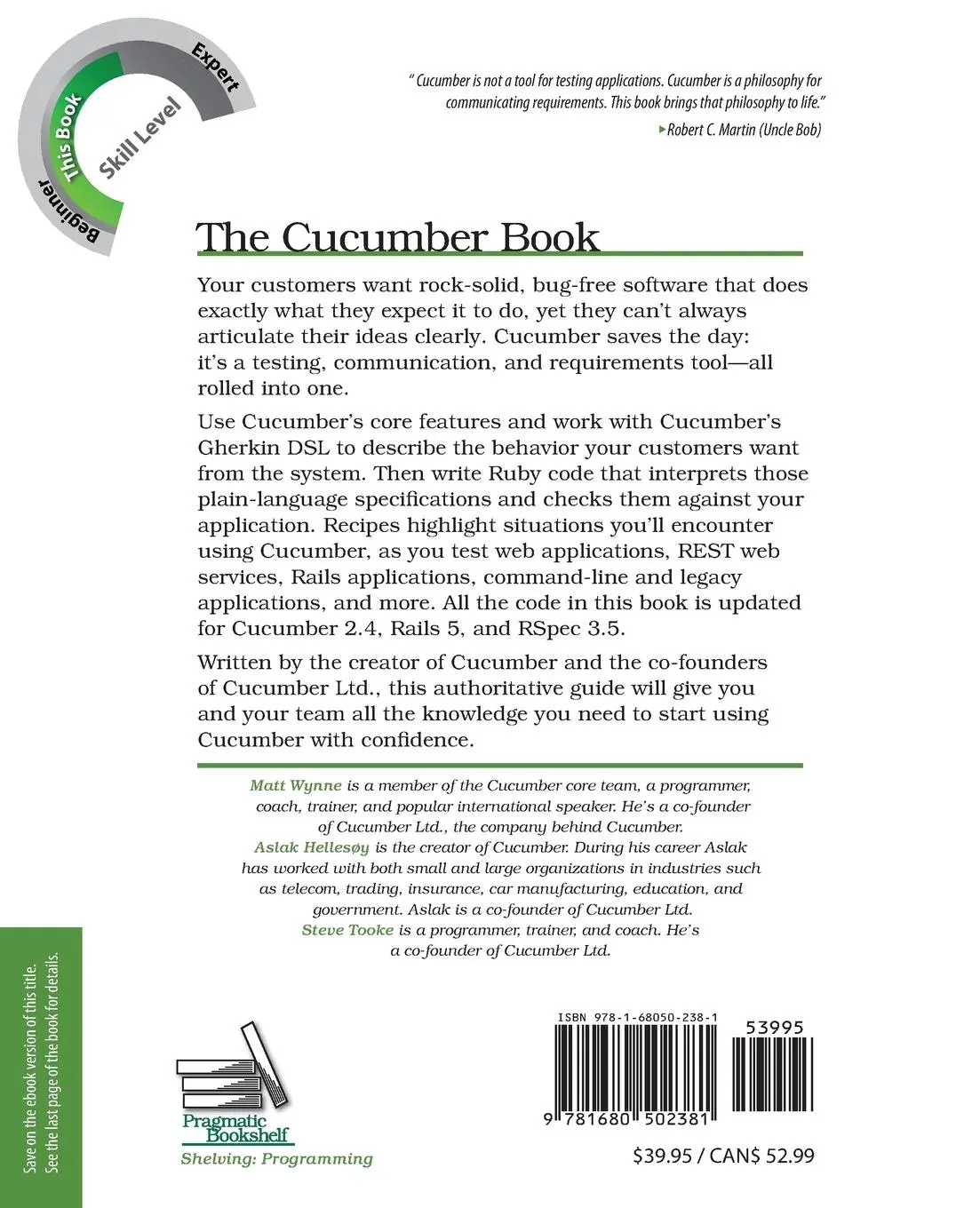 Rückseite: 9781680502381 | The Cucumber Book 2e | Matt Wynne | Taschenbuch | Englisch | 2017