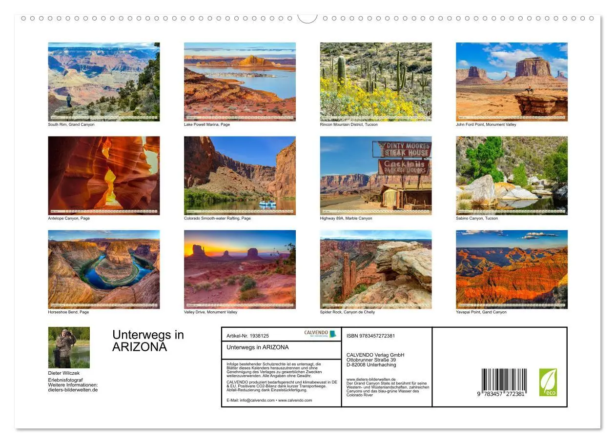 Bild: 9783457272381 | Unterwegs in ARIZONA (hochwertiger Premium Wandkalender 2026 DIN A2...