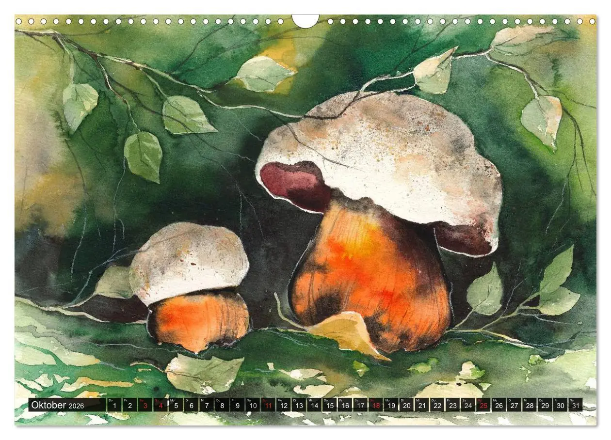 Bild: 9783516052381 | Pilze in Aquarell (Wandkalender 2026 DIN A3 quer), CALVENDO...
