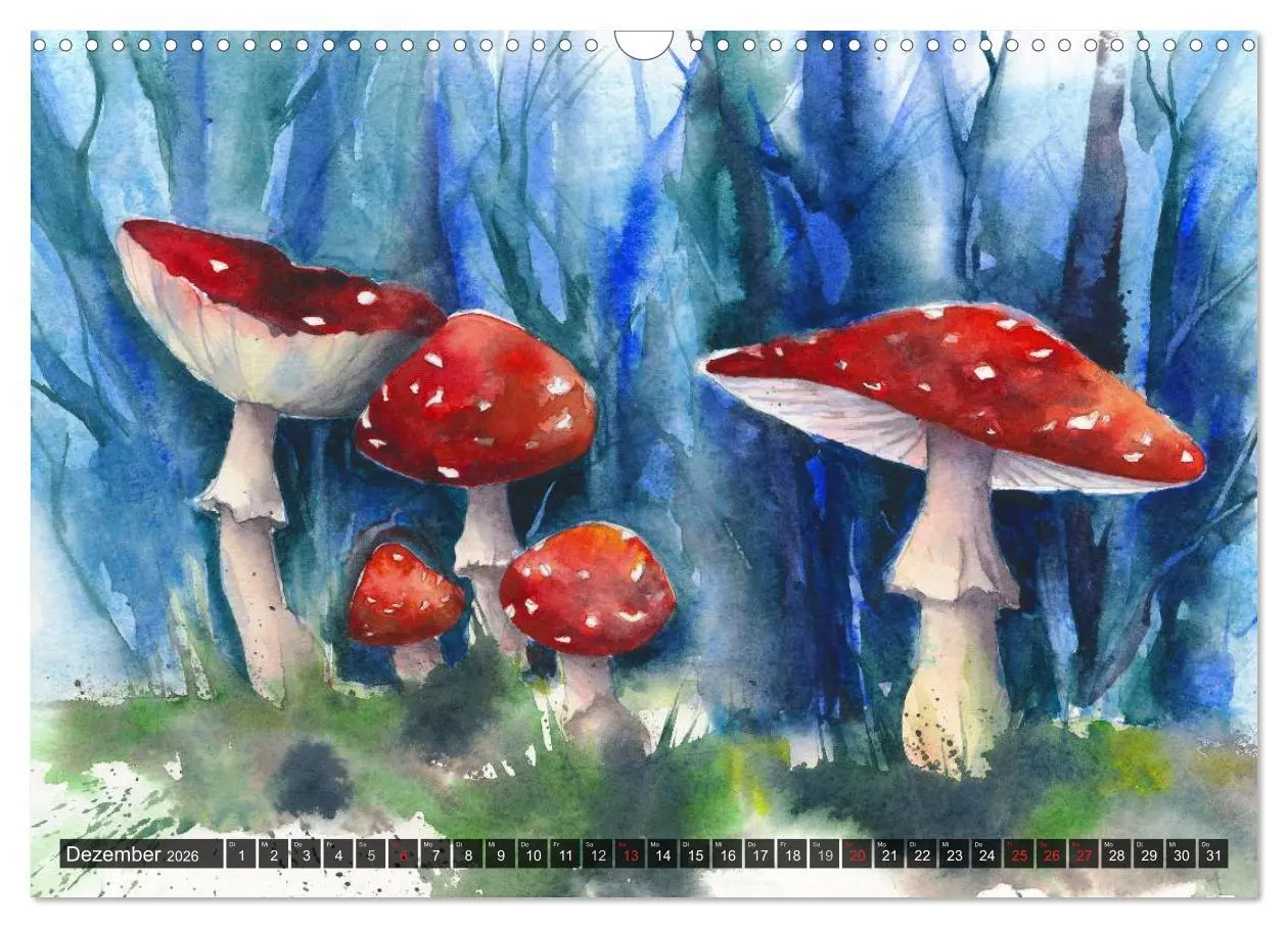 Bild: 9783516052381 | Pilze in Aquarell (Wandkalender 2026 DIN A3 quer), CALVENDO...