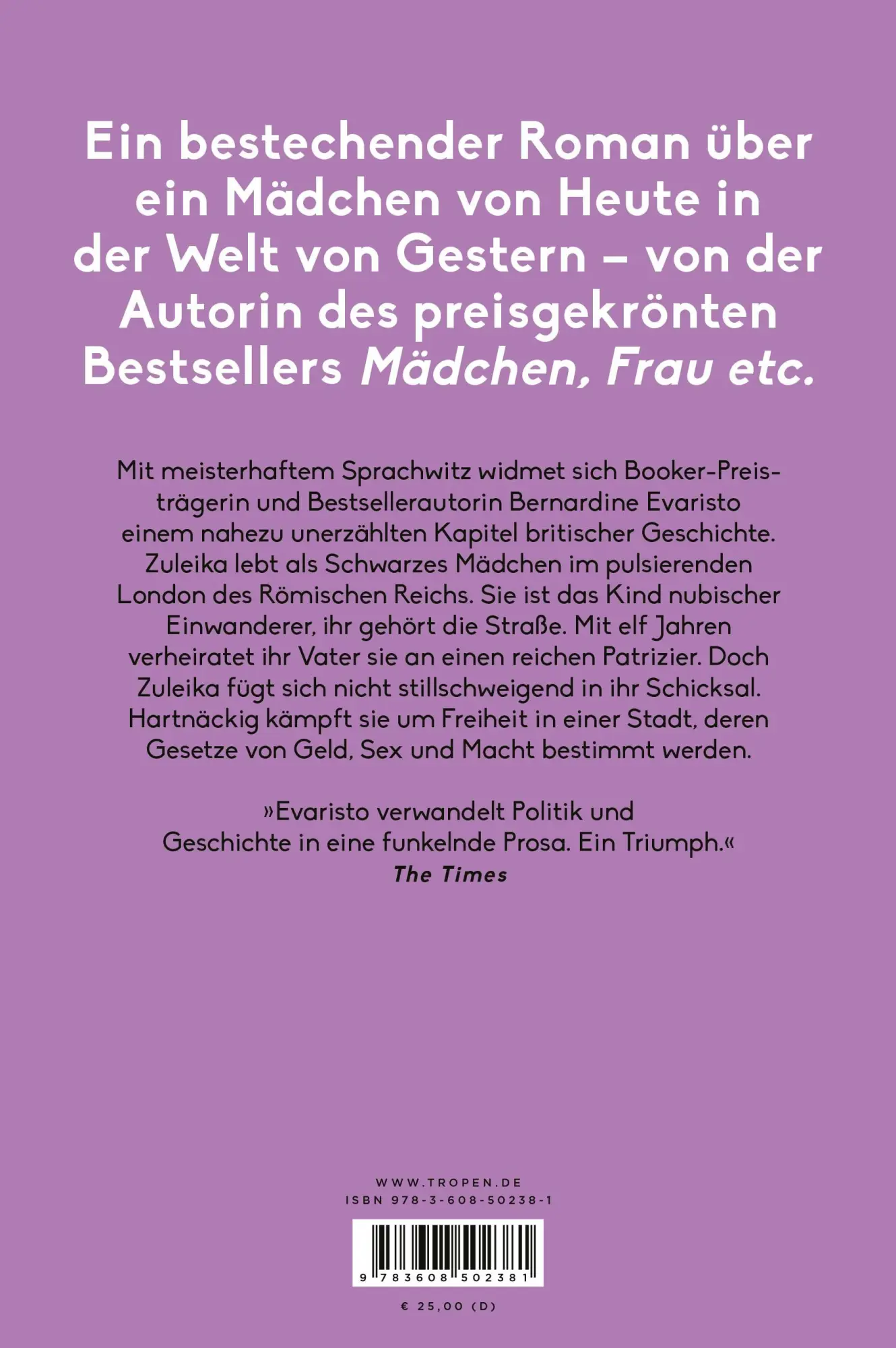 Rückseite: 9783608502381 | Zuleika | Roman | Bernardine Evaristo | Buch | 264 S. | Deutsch | 2024