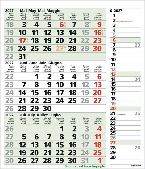 Bild: 9783819302381 | 3-Monats-Planer Combi Recyclingpapier 2027 | Verlag Korsch | Kalender