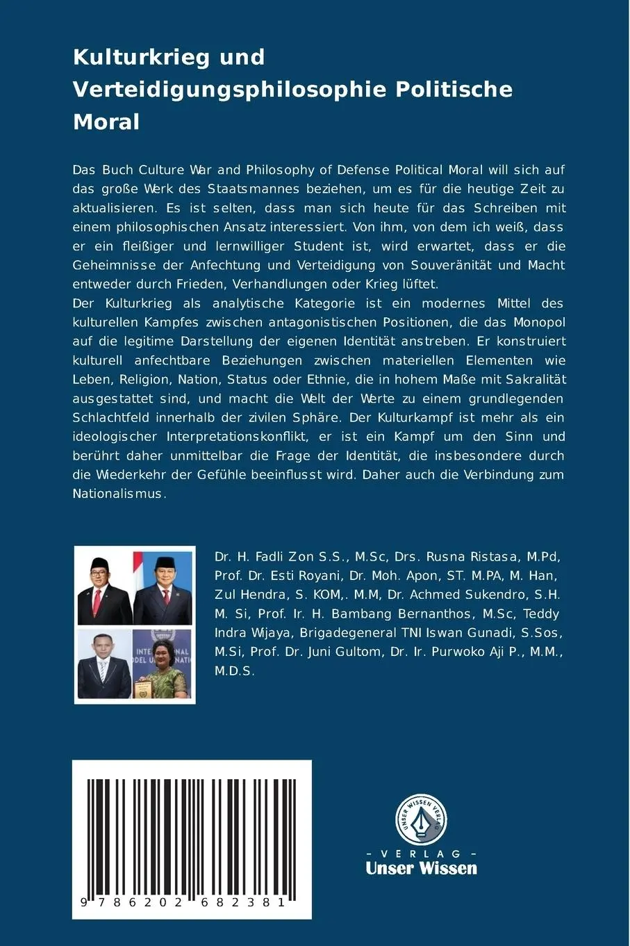 Rückseite: 9786202682381 | Kulturkrieg und Verteidigungsphilosophie Politische Moral | Buch