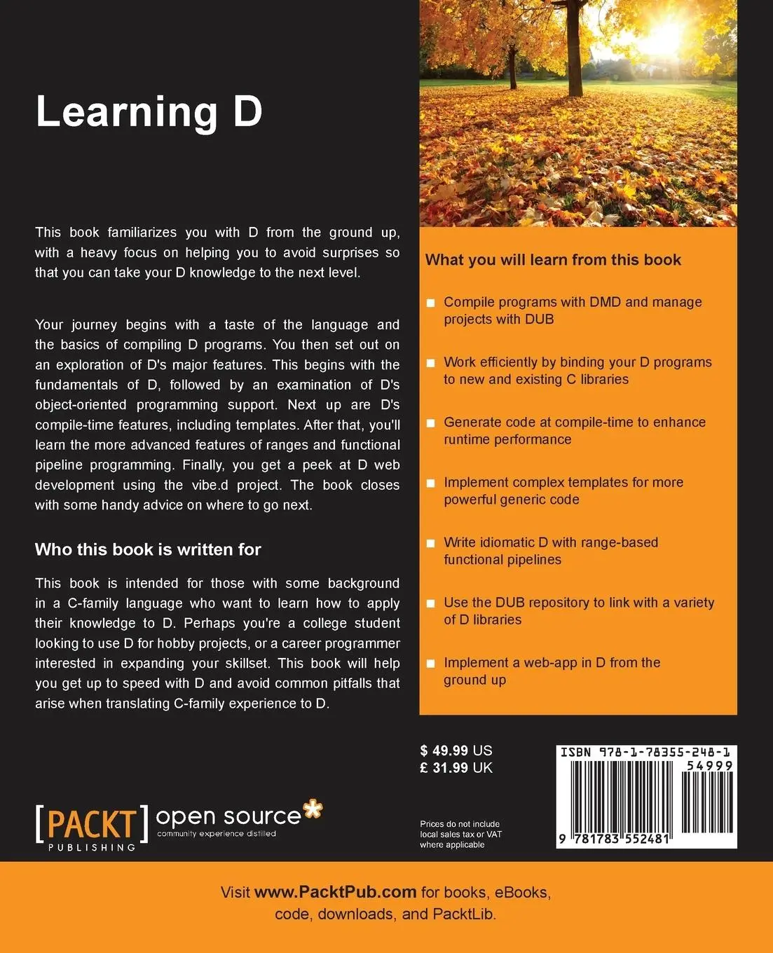 Rückseite: 9781783552481 | Learning D | Michael Parker | Taschenbuch | Englisch | 2015