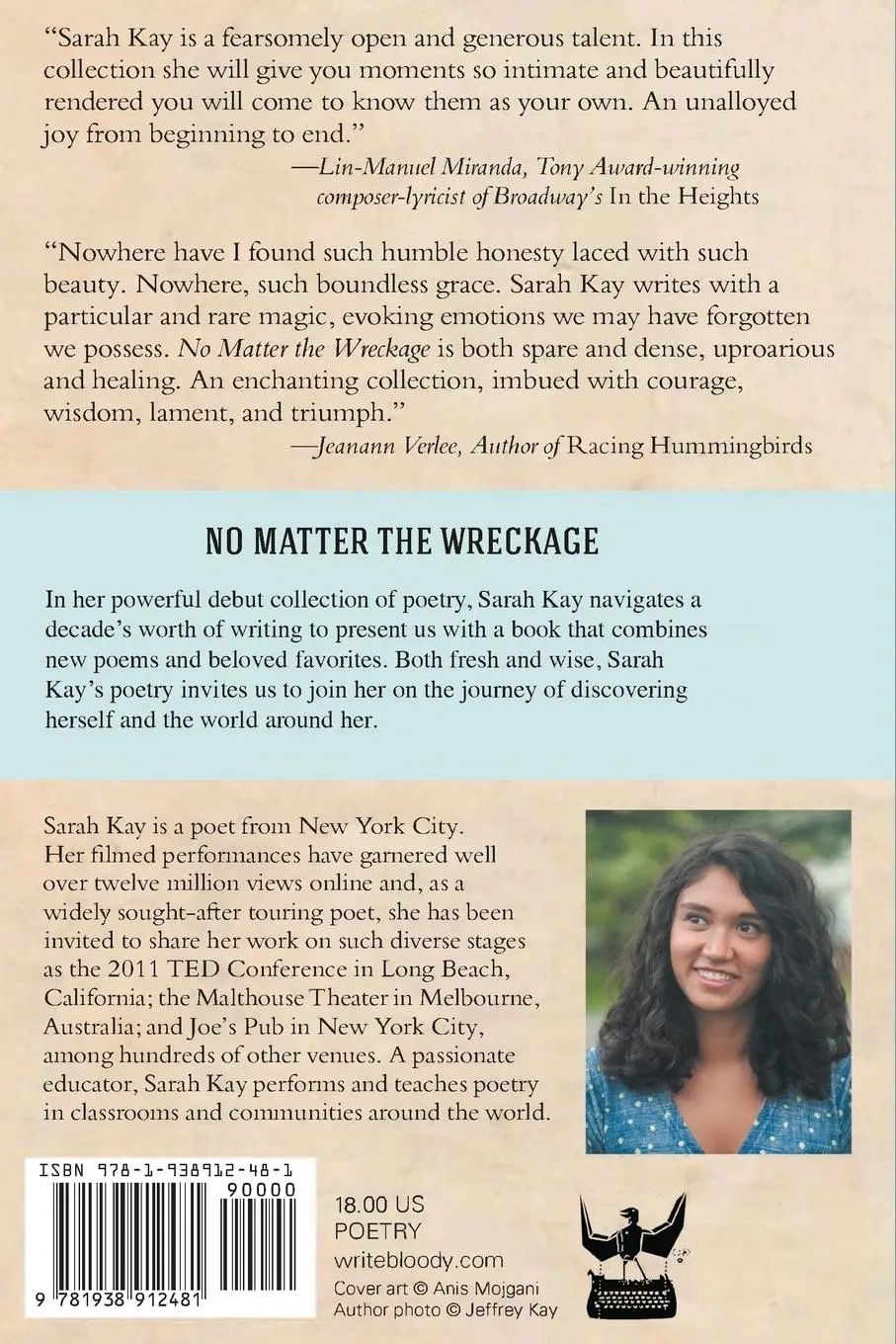 Rückseite: 9781938912481 | No Matter the Wreckage | Sarah Kay | Taschenbuch | Englisch | 2014