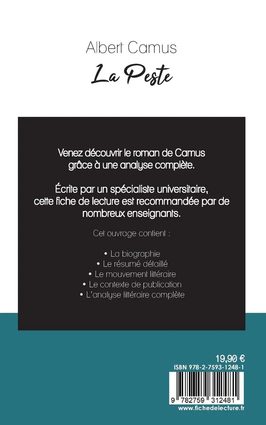 Rückseite: 9782759312481 | La Peste de Albert Camus (fiche de lecture et analyse complète de...