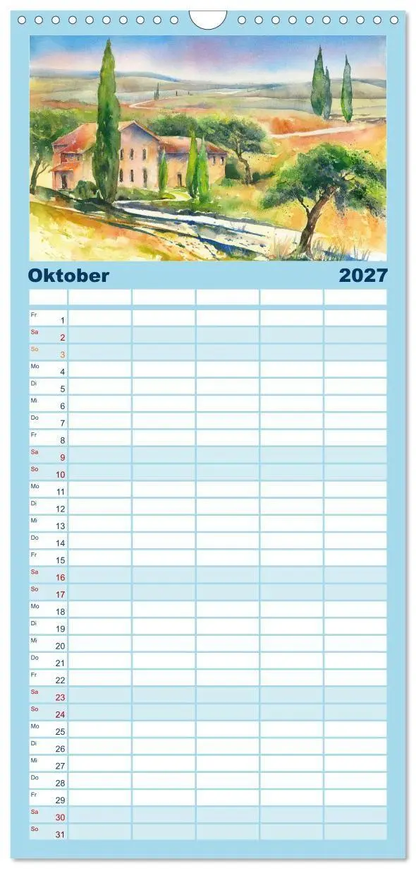 Bild: 9783594332481 | Familienplaner 2027 - Toskana Aquarelle mit 5 Spalten...