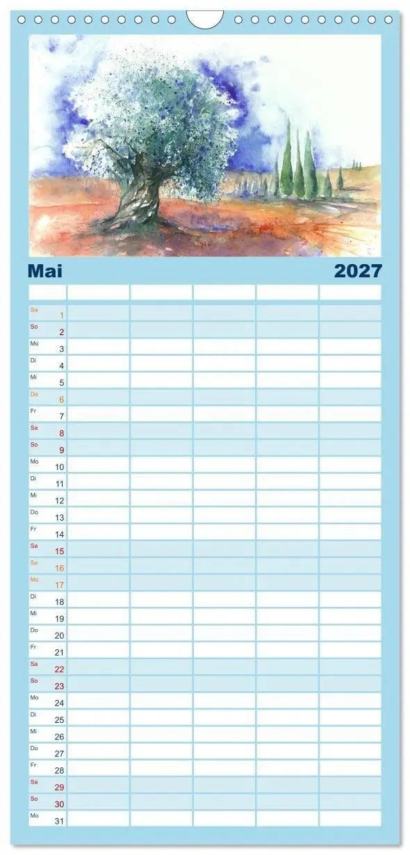 Bild: 9783594332481 | Familienplaner 2027 - Toskana Aquarelle mit 5 Spalten...