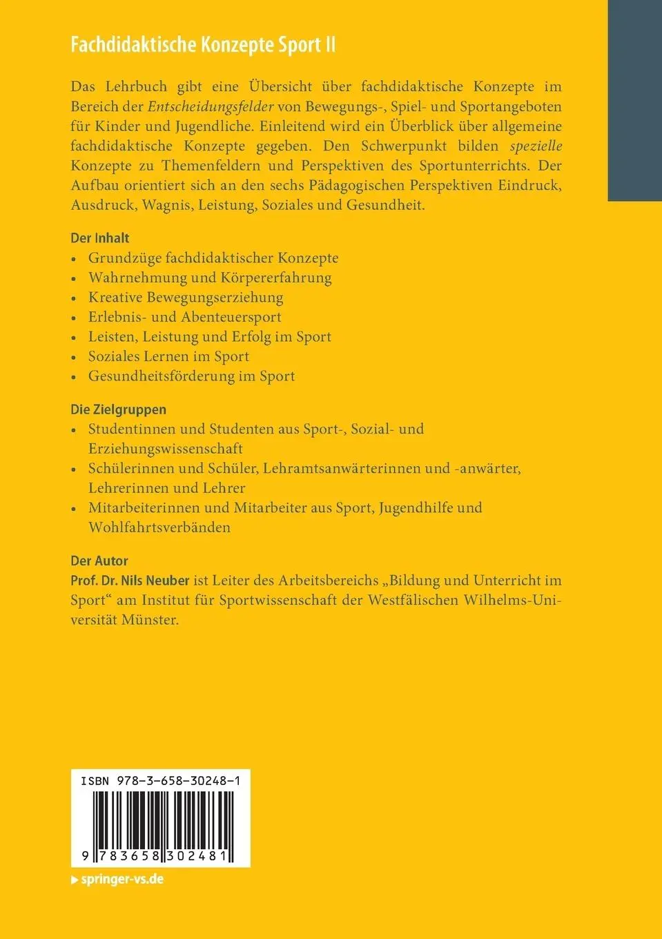 Rückseite: 9783658302481 | Fachdidaktische Konzepte Sport II | Themenfelder und Perspektiven