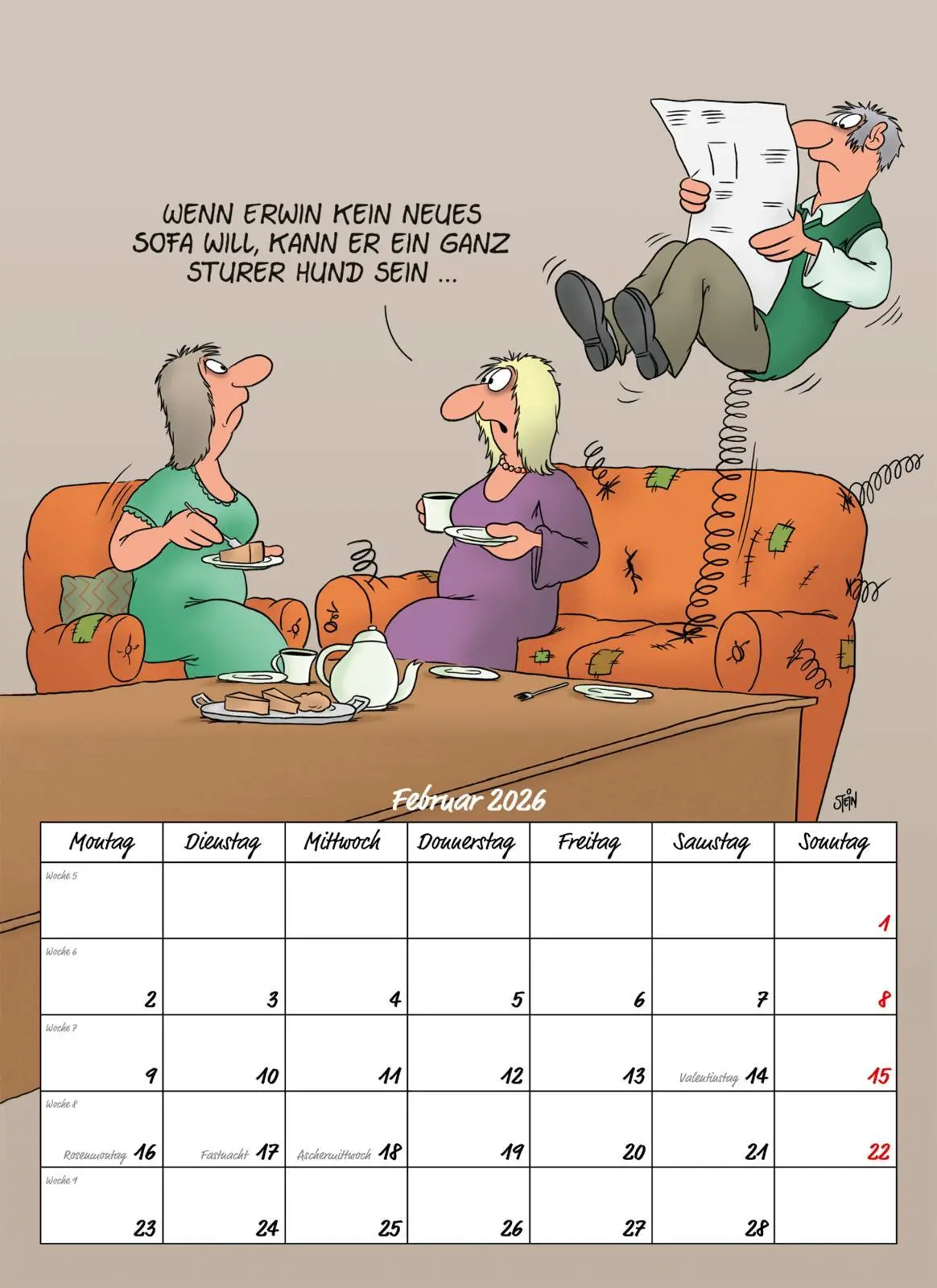Bild: 9783830322481 | Uli Stein Rentnerkalender 2026: Monatskalender für die Wand | Stein