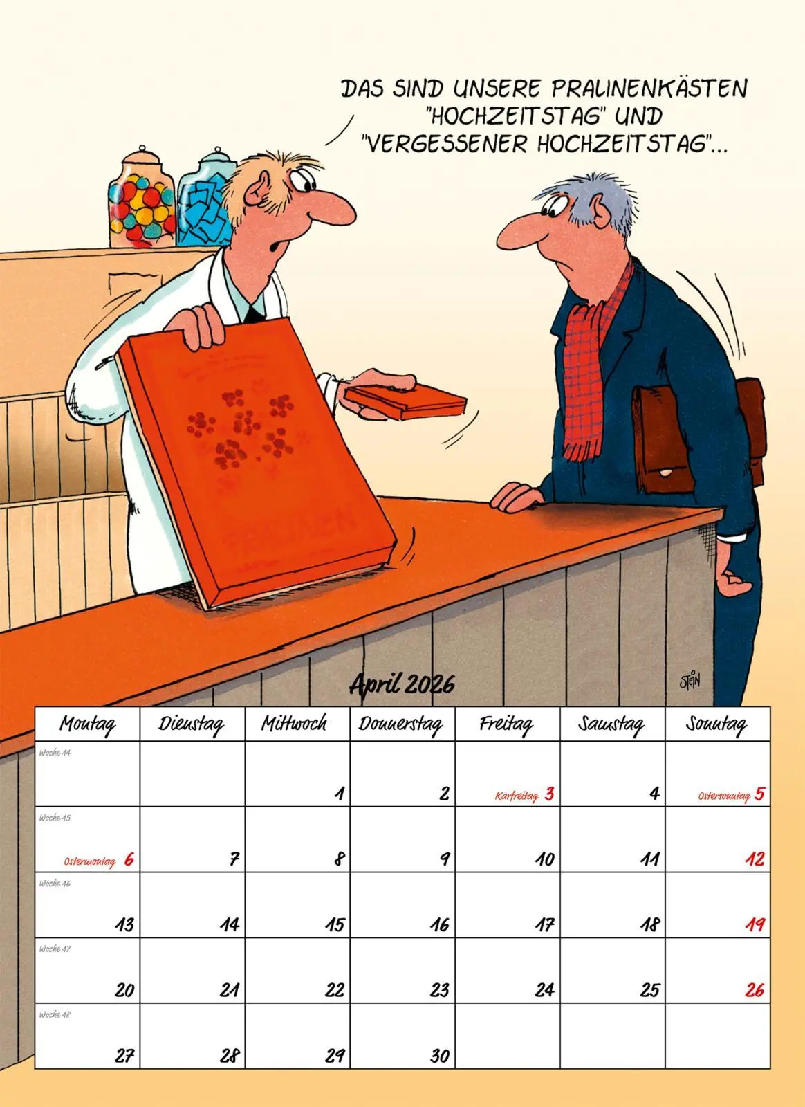 Bild: 9783830322481 | Uli Stein Rentnerkalender 2026: Monatskalender für die Wand | Stein