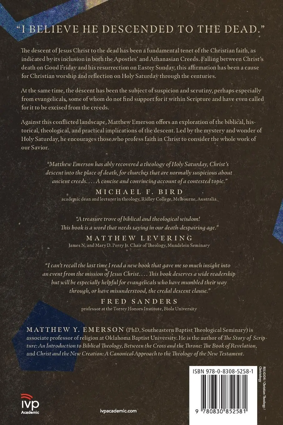 Rückseite: 9780830852581 | "He Descended to the Dead" | An Evangelical Theology of Holy Saturday