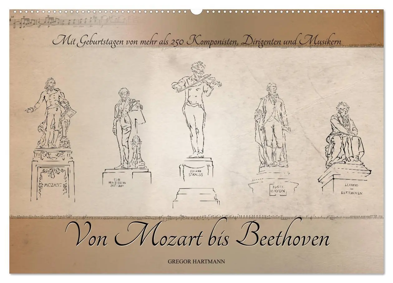 Cover: 9783435302581 | Von Mozart bis Beethoven (Wandkalender 2025 DIN A2 quer), CALVENDO...