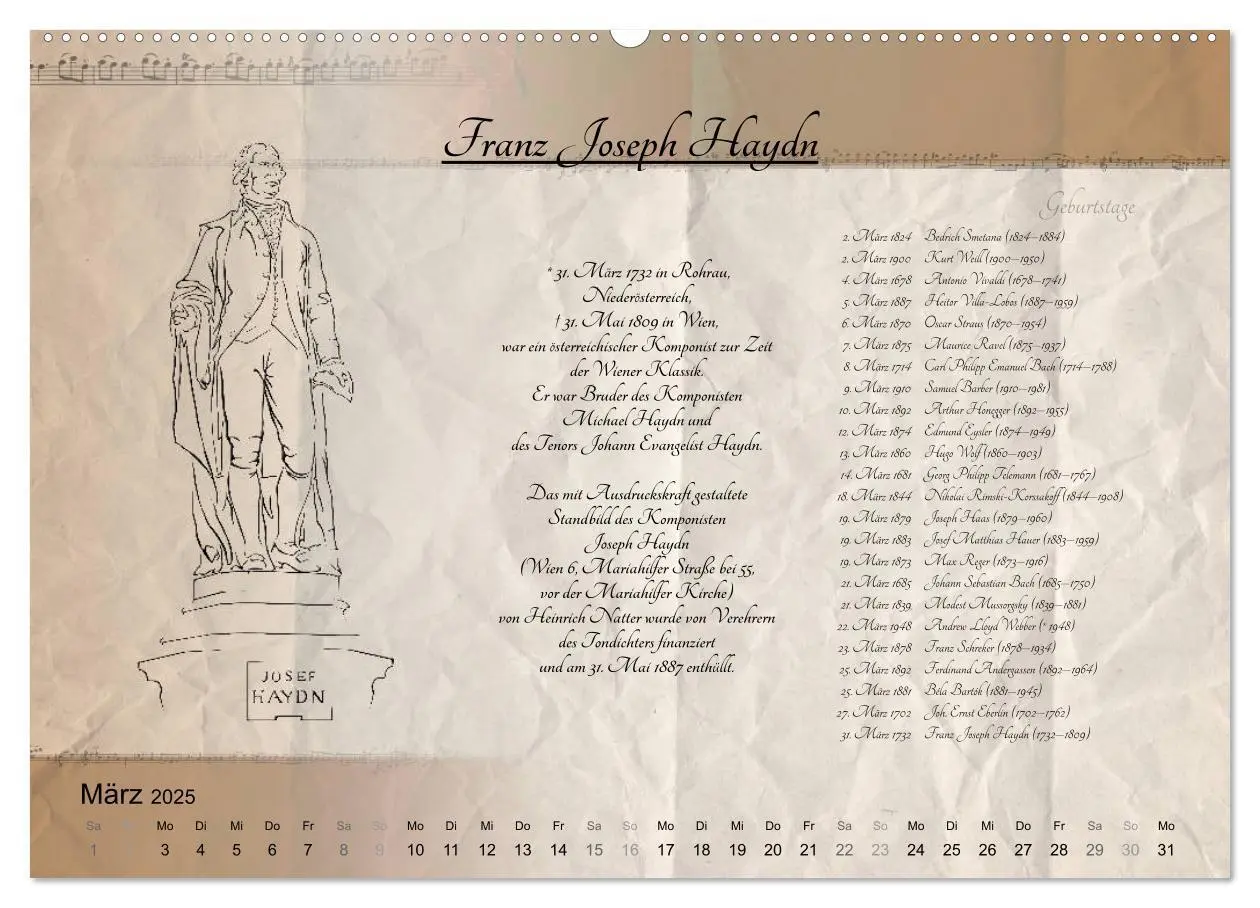 Bild: 9783435302581 | Von Mozart bis Beethoven (Wandkalender 2025 DIN A2 quer), CALVENDO...