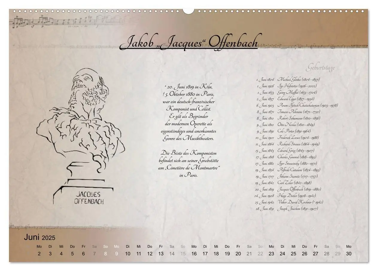 Bild: 9783435302581 | Von Mozart bis Beethoven (Wandkalender 2025 DIN A2 quer), CALVENDO...