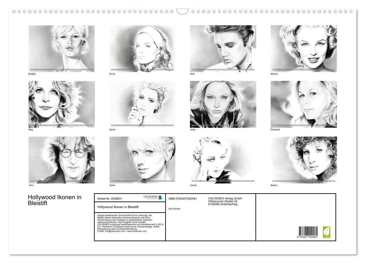 Bild: 9783457942581 | Hollywood Ikonen in Bleistift (Wandkalender 2026 DIN A2 quer),...